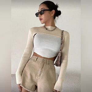 DAZY Mock Neck Super Crop Sweater